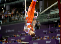 İdman gimnastikası üzrə fərdi çoxnövçülük yarışlarında ölkəmizi kişilər arasında Oleq Stepko təmsil edir. Bakı, Azərbaycan, 18 iyun 2015